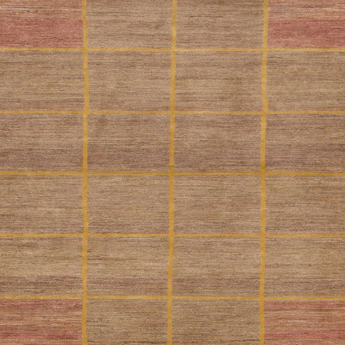Square Abstract Chocolate Brown Modern Rug, abs1347