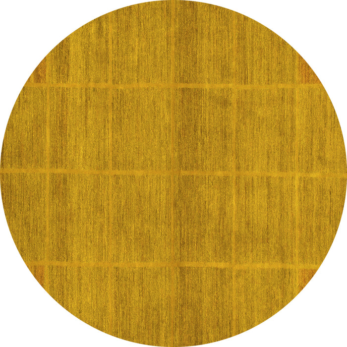 Round Abstract Yellow Modern Rug, abs1347yw