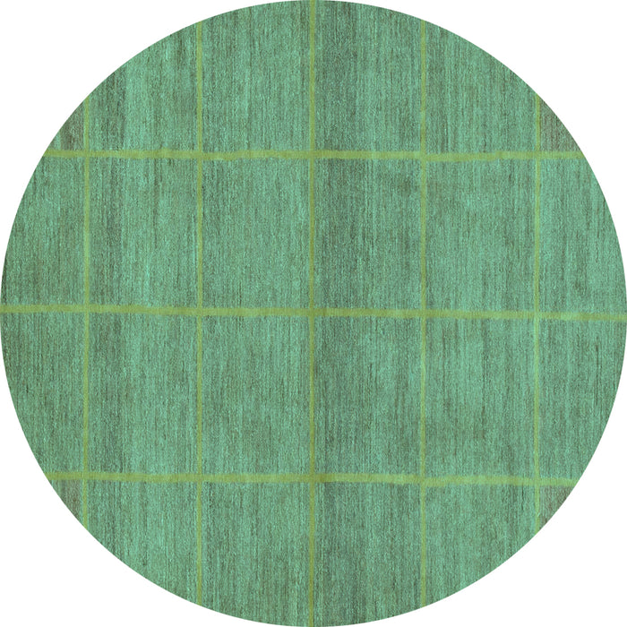 Round Abstract Turquoise Modern Rug, abs1347turq