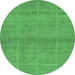 Round Abstract Emerald Green Modern Rug, abs1347emgrn