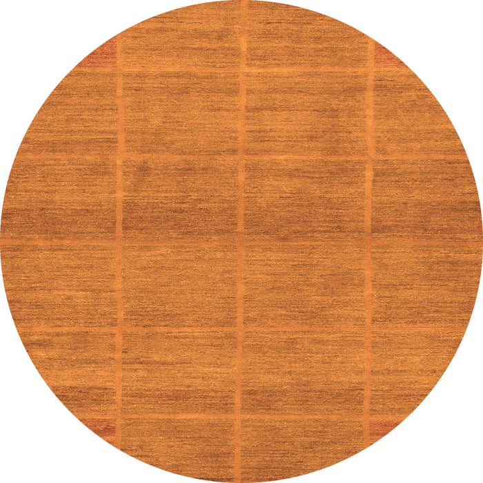 Round Machine Washable Abstract Orange Modern Area Rugs, wshabs1347org