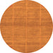 Round Machine Washable Abstract Orange Modern Area Rugs, wshabs1347org