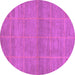 Round Machine Washable Abstract Purple Modern Area Rugs, wshabs1347pur