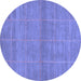 Round Abstract Blue Modern Rug, abs1347blu