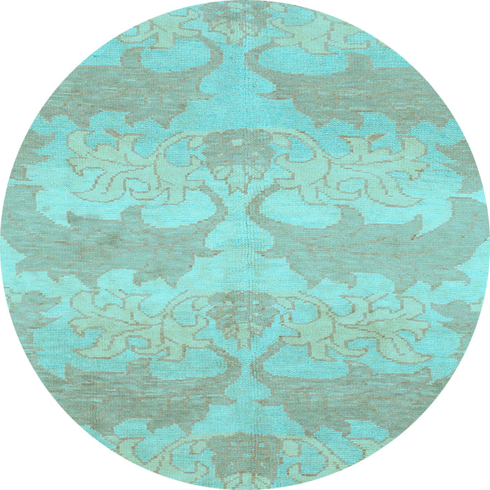 Round Abstract Light Blue Modern Rug, abs1348lblu