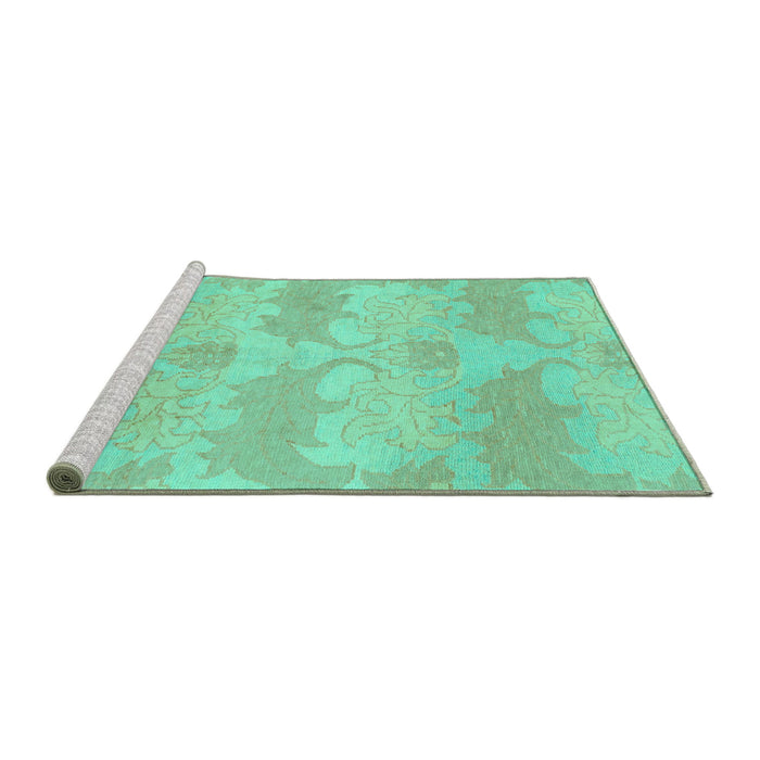 Sideview of Machine Washable Abstract Turquoise Modern Area Rugs, wshabs1348turq