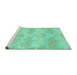 Sideview of Machine Washable Abstract Turquoise Modern Area Rugs, wshabs1348turq