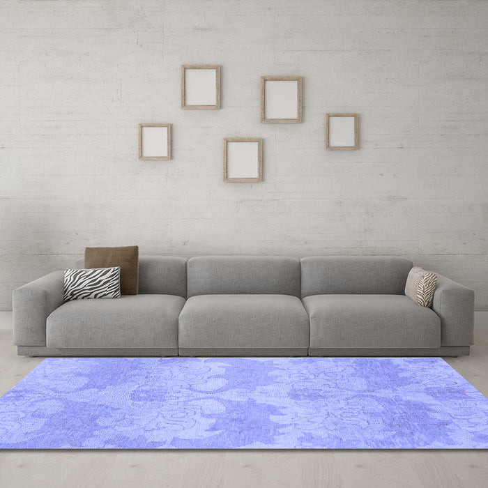 Machine Washable Abstract Blue Modern Rug in a Living Room, wshabs1348blu
