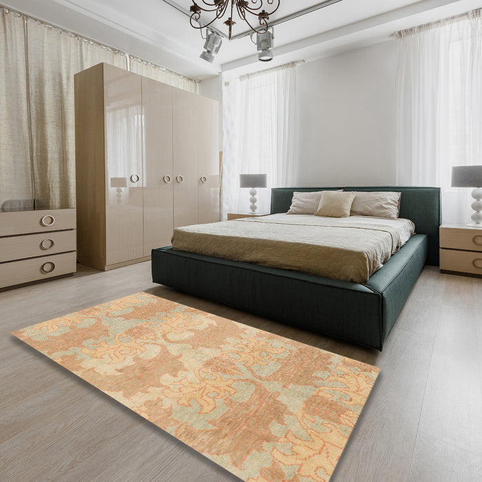 Machine Washable Abstract Orange Rug in a Bedroom, wshabs1348