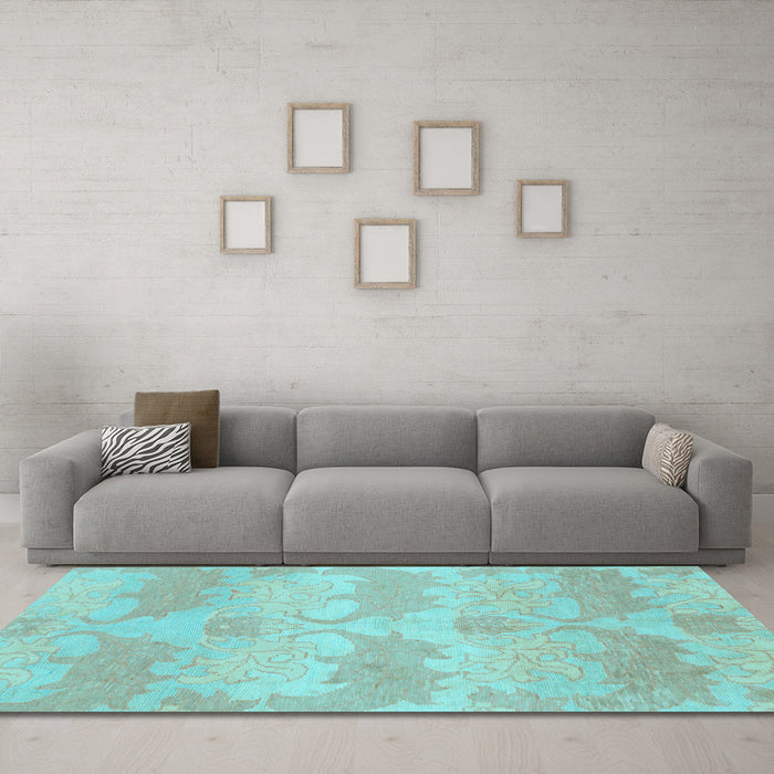 Machine Washable Abstract Light Blue Modern Rug in a Living Room, wshabs1348lblu