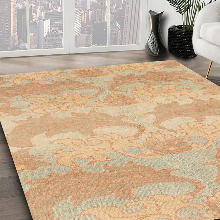 Abstract Orange Modern Rug in Family Room, abs1348