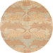 Round Abstract Orange Modern Rug, abs1348