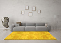 Machine Washable Abstract Yellow Modern Rug, wshabs1348yw