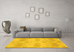 Machine Washable Abstract Yellow Modern Rug in a Living Room, wshabs1348yw