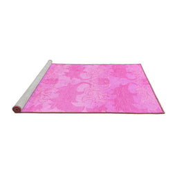Sideview of Machine Washable Abstract Pink Modern Rug, wshabs1348pnk
