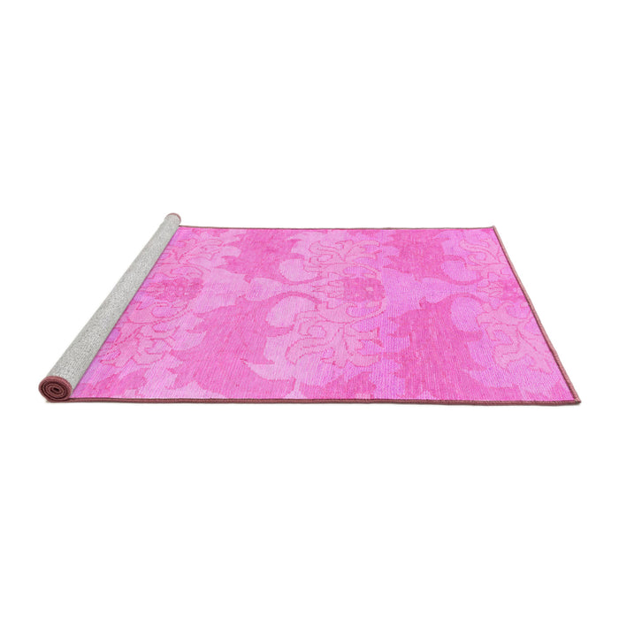 Sideview of Machine Washable Abstract Pink Modern Rug, wshabs1348pnk