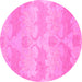 Round Abstract Pink Modern Rug, abs1348pnk