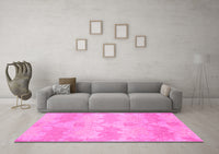 Machine Washable Abstract Pink Modern Rug, wshabs1348pnk