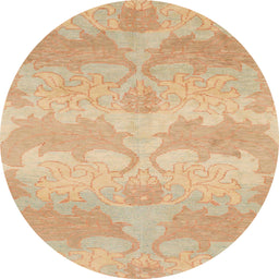 Round Machine Washable Abstract Orange Rug, wshabs1348