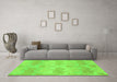 Machine Washable Abstract Green Modern Area Rugs in a Living Room,, wshabs1348grn