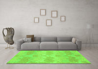 Machine Washable Abstract Green Modern Rug, wshabs1348grn