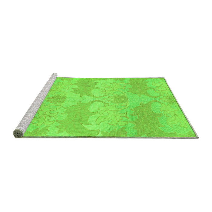Sideview of Machine Washable Abstract Green Modern Area Rugs, wshabs1348grn