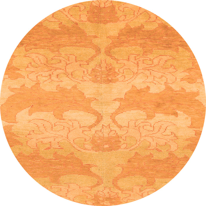 Round Abstract Orange Modern Rug, abs1348org