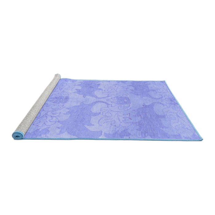 Sideview of Machine Washable Abstract Blue Modern Rug, wshabs1348blu