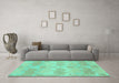 Machine Washable Abstract Turquoise Modern Area Rugs in a Living Room,, wshabs1348turq