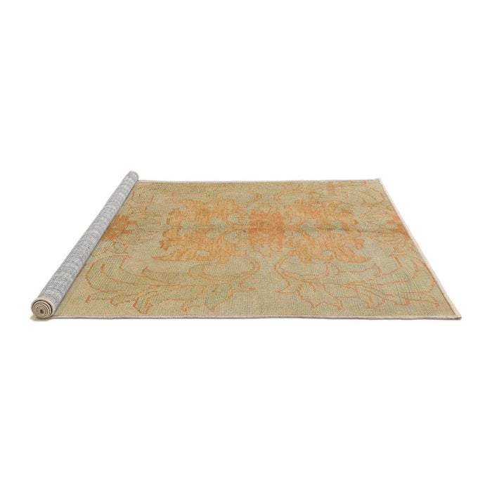 Sideview of Machine Washable Abstract Yellow Rug, wshabs1349