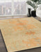 Machine Washable Abstract Yellow Rug in a Family Room, wshabs1349