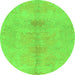 Round Abstract Green Modern Rug, abs1349grn