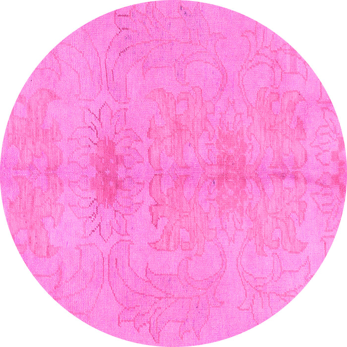 Round Machine Washable Abstract Pink Modern Rug, wshabs1349pnk