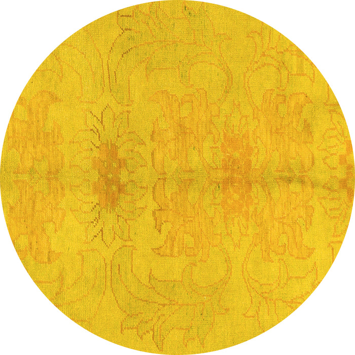 Round Abstract Yellow Modern Rug, abs1349yw