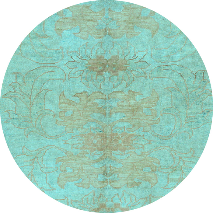 Round Abstract Light Blue Modern Rug, abs1349lblu