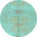 Round Abstract Light Blue Modern Rug, abs1349lblu