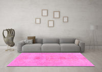 Machine Washable Abstract Pink Modern Rug, wshabs1349pnk