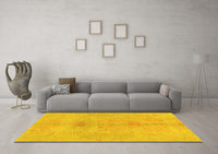 Machine Washable Abstract Yellow Modern Rug, wshabs1349yw