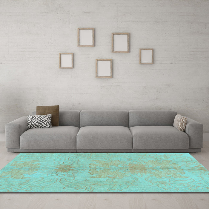 Machine Washable Abstract Light Blue Modern Rug in a Living Room, wshabs1349lblu