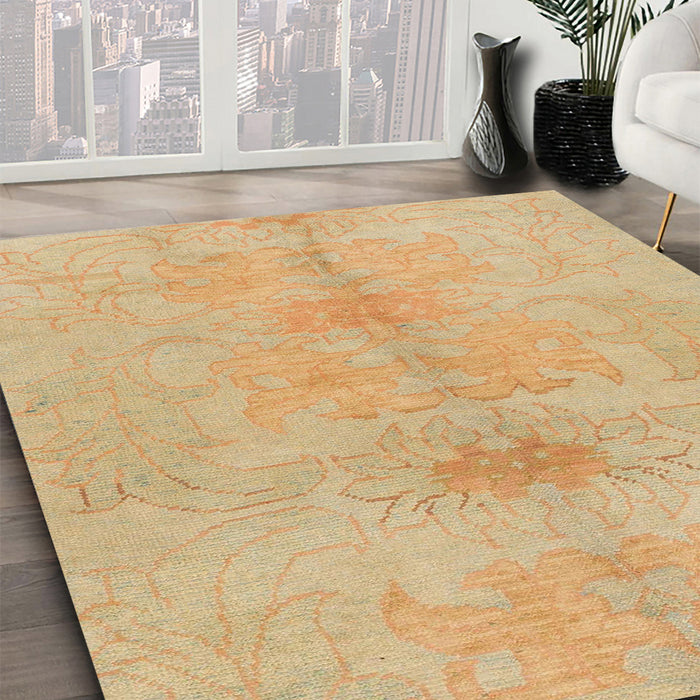 Abstract Yellow Modern Rug in Family Room, abs1349