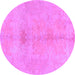 Round Machine Washable Abstract Purple Modern Area Rugs, wshabs1349pur