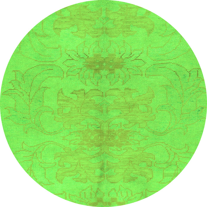 Round Machine Washable Abstract Green Modern Area Rugs, wshabs1349grn