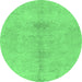 Round Abstract Emerald Green Modern Rug, abs1349emgrn