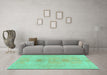 Machine Washable Abstract Turquoise Modern Area Rugs in a Living Room,, wshabs1349turq