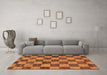 Machine Washable Checkered Brown Modern Rug in a Living Room,, wshabs134brn