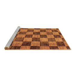 Sideview of Machine Washable Checkered Brown Modern Rug, wshabs134brn