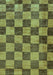 Machine Washable Checkered Turquoise Modern Area Rugs, wshabs134turq