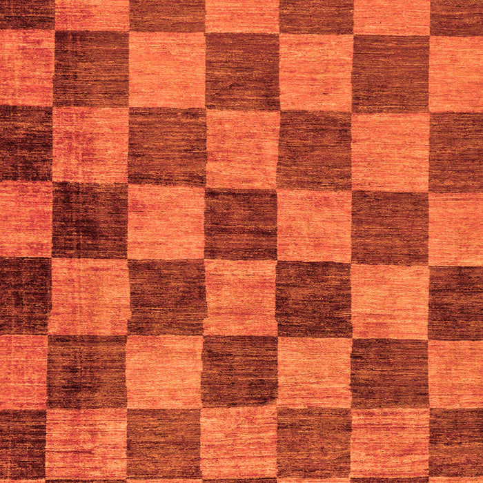 Machine Washable Checkered Orange Modern Area Rugs, wshabs134org