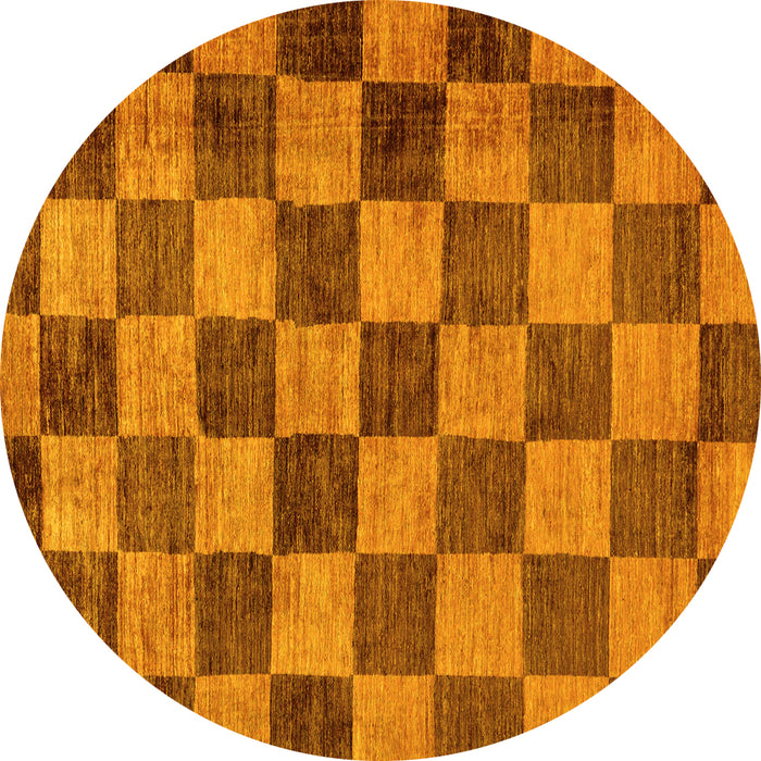 Round Machine Washable Checkered Yellow Modern Rug, wshabs134yw
