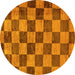 Round Machine Washable Checkered Yellow Modern Rug, wshabs134yw